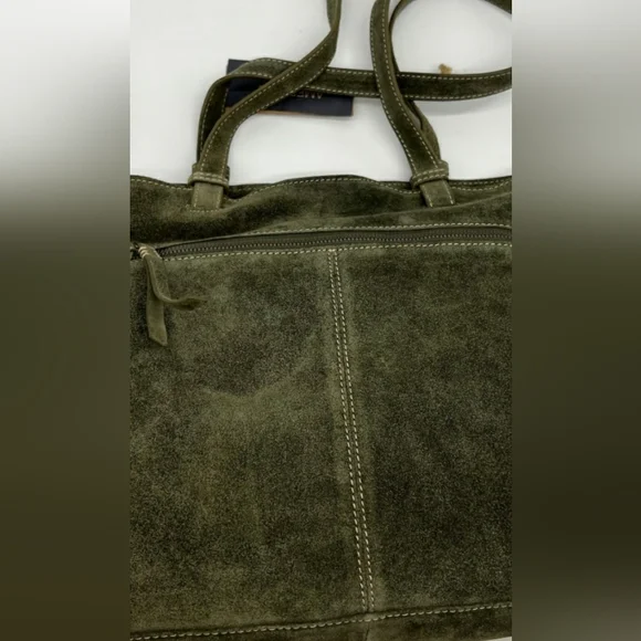 American Leather Co. Mercer Suede Woven Tote Olive Green - Picture 4 of 6